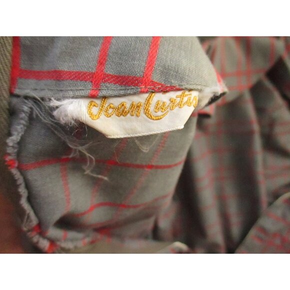 Vintage Women's Dress 8/10 1960's Hiphugger Scooter Gray/Red Plaid Joan Curtis M - Picture 8 of 10